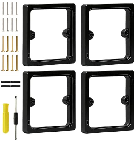 PAPAcroscoma 4 Pcs Socket Spacer Black 1-Gang Non-Metallic | Shallow Surface Box, Extender Light Switch Spacer Double Socket Surround Spacer(Screws and screwdrivers and connectors)