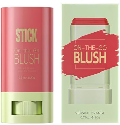 Hinapan Cream Blush Stick, läppstift blusher pinne, 3-i-1 multirouge, för ögon, kinder och läppar, matt fuktgivande ansiktskräm blush, vattentät, långvarig makeup (02)