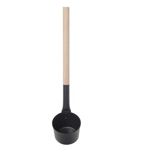 Fonowx Cazo para Sauna Cazo Sauna Paleta Cuchara Accesorio con Cuerpo de Aluminio Resistente y Mango de Madera para Verter Agua y Generar en Sauna Baño de Spa en Casa