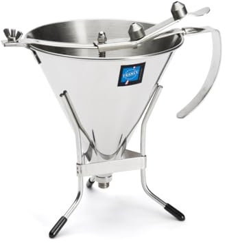 De Buyer 3354.12 Automatic Piston Funnel with Stand, All Parts Stainless Steel, 1.5 Litre Capacity