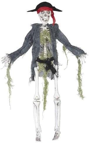 W WIDMANN MILANO Party Fashion 01384 - Skelett Pirat, 42 cm, Partydekoration, Halloween, Karneval, Mottoparty