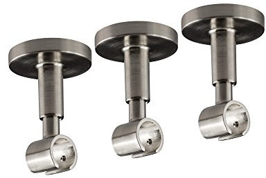 Victoria M. Gardinenstangen-Halterung Decke Deckenhalter Vorhangstange, 1-läufig, Silber, Ø 16 mm, 3er Pack