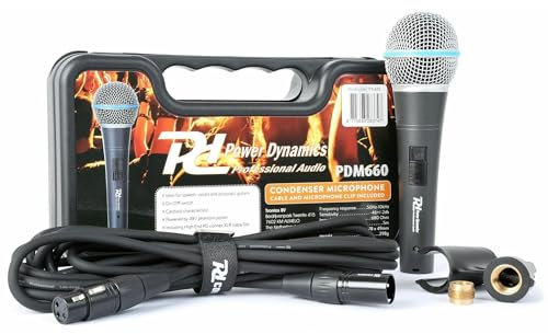 Power Dynamics PDM600 - Mikrofon, Kondensatormikrofon, 48V Microphone Micro inklusive Case, Mic Holder und XLR-Tonkabel, professionelles Studio Mikrofon, Mikro für Gesang, Sprache und Ton