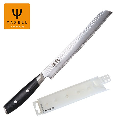 Yaxell Tsuchimon - Cuchillo de pan (23 cm, forjado, incluye protector de hoja)