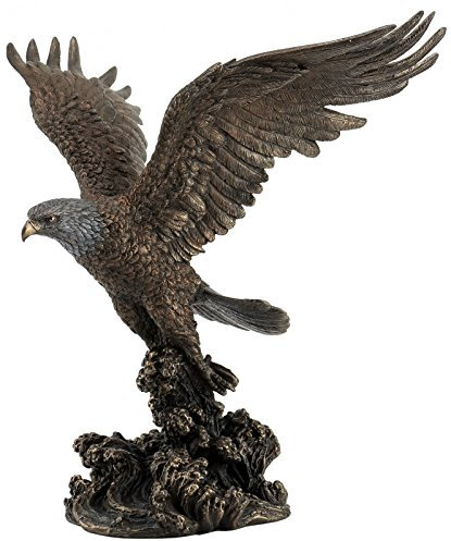 Weißkopfseeadler Figur fängt Fisch - Adler Deko Statue
