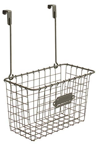 Spectrum Diversified 55976 Vintage Over The Cabinet Large Basket for Organizing Kitchen Sink & Cupboard Cleaning Supplies Soaps Sponges Lotions & More, Steel, Industrial Gray