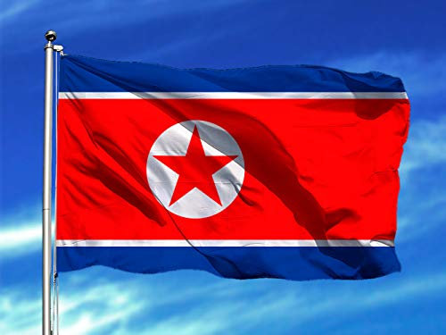 Oedim Bandera de Corea del Norte 85x1,50cm | Reforzada y con Pespuntes | Bandera con 2 Ojales Metálicos y Resistente al Agua