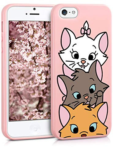 Pnakqil per iPhone 5s / 5 Cover,Custodia per iPhone 5s / 5 in Silicone TPU Slim Cover Case Antiurto Anti-Graffio Ultra Sottile Back Case Cellulare Rosa Chiaro,Gatto 03
