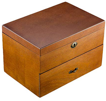 Uhrenbox Uhrenkoffer Uhrenkasten Holzgehäuse, doppelschichtige Holzbox Aufbewahrungsbox für Uhren, kann 20 Uhrenserien mit Schloss, männlichen und weiblichen Schmuck Aufbewahrungsbox speichern.