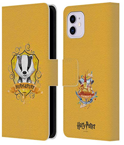 Head Case Designs Officially Licensed Harry Potter Hufflepuff Deathly Hallows II Leather Wallet Case Compatible With Apple iPhone 11