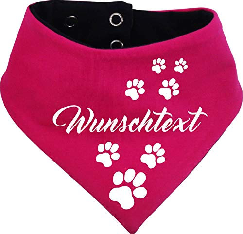 beidseitiges Multicolor Hunde Wende- Halstuch (Fb: pink-Navy) (Gr.5 - HU 52-60 cm) mit Ihrem Wunschtext