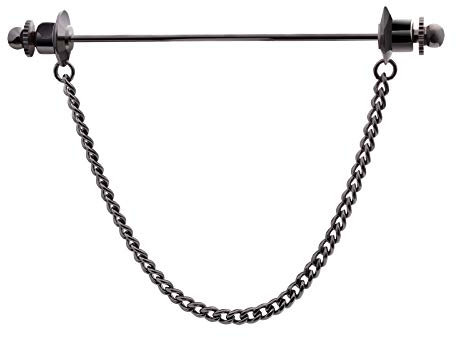 Épingles à col de chemise pour homme, cravate, cravate, cravate avec chaîne, épingle à col à pompons, broche dorée, argentée, noire (épingle à tête de chapeau), Métal, Argenté/plaqué or