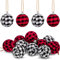 Tatuo 12 Stück Buffalo Plaid Stoff Ball Ornament Dekorative Weihnachtskugel Ornamente Weihnachten Hängende Ornament für Weihnachtsbaum Party Dekoration Supplies (weiß und schwarz, rot und schwarz)