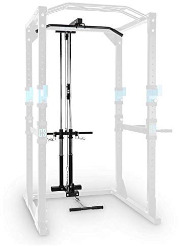 CAPITAL SPORTS LA Tremendour Latzug-Anbauteil zur Rack-Erweiterung (30 mm Aufnahme, Klemmfedern, Kabelzug) siber-schwarz