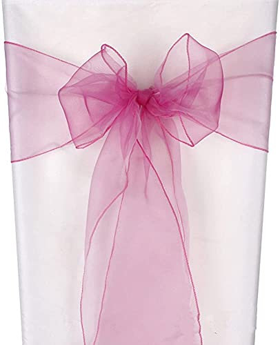 CNFQ Lot de 50 Noeuds De Chaise Organza Baptême Fête Déco Mariage (Rouge Rose)