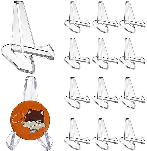 12 Stück Acryl Staffeleiständer, Münzen Halter, Transparenter Mini Staffeleien, Kunststoff Staffeleien, durchsichtiger multifunktionaler Displayhalter, zum Anzeigen Münzen, Taschenuhren, Medaillen