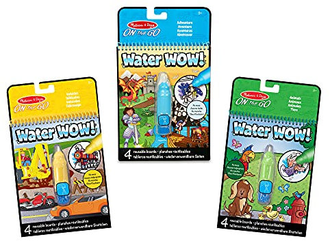 Melissa and Doug Water Wow Malbuch | Wassermalbuch Fahrzeuge Abenteuer Tiere Malblöcke Kinder Set | Magic Water Colouring Book Wasser Malbuch Set Kinder & Wasserstifte | Malbücher für Kinder ab 3