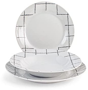 Inicio 18 piezas de vajilla Grid de porcelana decorada