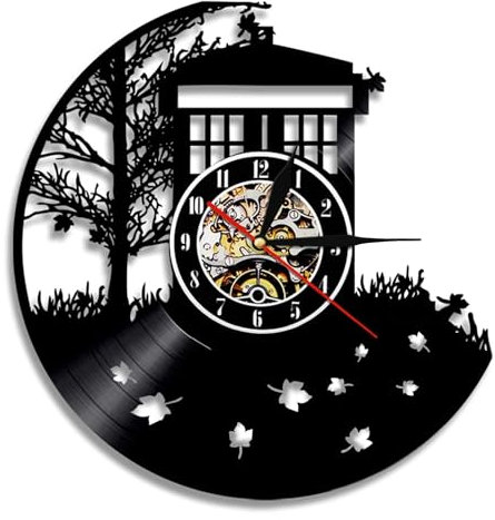 YUN Clock Wanduhr Aus Vinyl Schallplattenuhr Upcycling LED Familien Dekoration 3D Design-Uhr Wohnzimmer Schlafzimmer Restaurant Wand-Deko Schwarz : 30cm (N)