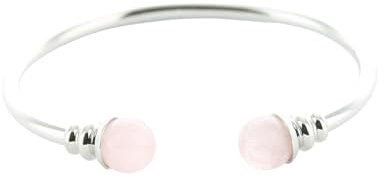 Bracelet cuivre avec Aimants Jonc Métal argenté Perles Quartz Rose