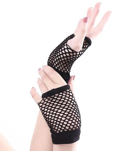 Nothers Fischnetz Handschuhe,Netzhandschuhe lang in Schwarz Schwarze Netzhandschuhe für Damen Fingerlose Netzhandschuhe für 80er Kostümabend Partyzubehör