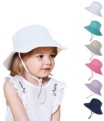 Kunyeah Chapeau de Soleil à Larges Bords pour Enfants Chapeau de Plage pour bébé Chapeau de pêche Ajustable et Pliable pour bébé