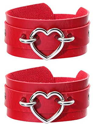 Eigso Lila Cool Punk Leder Manschettenarmbänder für Männer Frauen Rock Biker Gothic Armband Erschwinglich