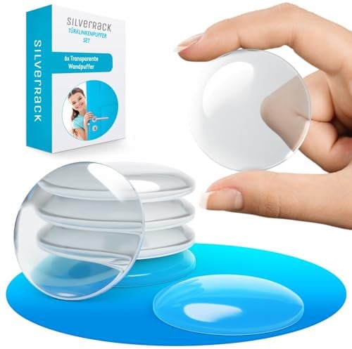 SilverRack® Türstopper Wand selbstklebend 40mm Transparent [6 Stück] - Wandpuffer als Schutz für Wand und Tür - Türpuffer Wandschutz als Türstopper für Türklinken gegen Türanschlag
