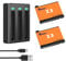 Vemico 360 X3 Akku Ladegerät Set 2 X 1800mAh Akkus 3 Kanal LED X3 Ladegerät Typ-C mit und Micro-USB Ladeschnittstelle für 360 One X3 Kamera (Achtung: Nicht wasserdicht
