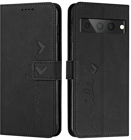 VEEMOS Klapphülle für Google Pixel 7 Pro 5G Hülle Klappbar Handyhülle mit Kartenfach Ständer Schutzhülle Handy Tasche Leder Flip Book Case Cover Handytasche - Schwarz