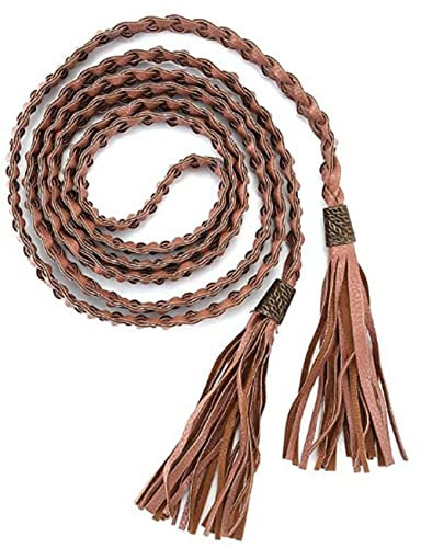 LUMoony Cinturón de cintura para mujer, 200 cm de largo, flecha, cinturón trenzado, cinturón de cadena, cinturón de cuerda, cinturón vintage de moda, cinturón de cadera, hebilla decorativa para mujer