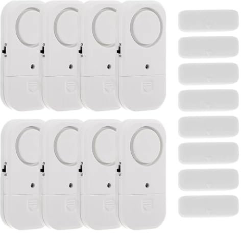 Rmweify WT8 Window Alarm, 8 Pack, Ultra Slim Design, Battery Operated, Touch Control, 120 Decibels, for Kids Safety, Pool, Burglar Alert, Dementia Patients