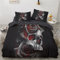 Luowei Bettwäsche Totenkopf 220x240 Gothic Schädel Rosen Microfaser Bettbezug Set Weiche Komfort Bettwäsche 3 teilig mit Reißverschluss und 2 Kissenbezüge 80×80 cm