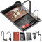 Lavello da cucina Cascata Raindance Nero Acciaio Inox Lavandino Cucina con Rubinetto estraibile con kit di scarico e filtro cestello