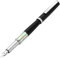 Xezo Speed Master Fountain Pen, Medium Nib, Matte Black with White Mother of Pearl. Chrome Plated. Lightweight Brass Body. No Two Alike