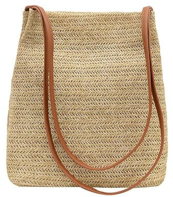 LUANGHUAN Stroh Tasche Handtasche große Kapazität Sommer Strandtasche für Frauen Rattan Schulter Handtasche für Mütter Geschenk