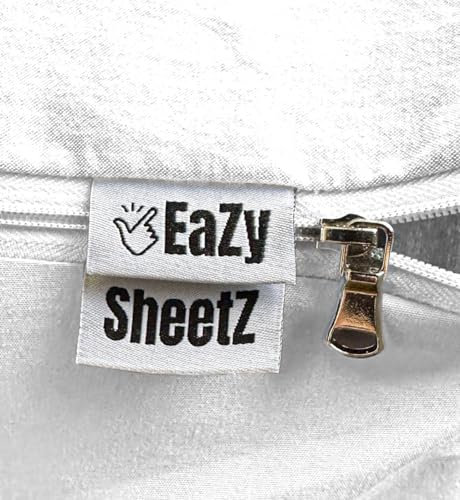 Eazy SheetZ™: Spannbettlaken, die nicht abspringen, Spannbettlaken, Spannbettlaken, Spannbettlaken, Spannbettlaken mit Reißverschluss, Bettlaken mit Reißverschluss (King 76 x 80 x 12 cm, Standard