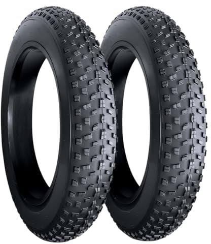 2 Copertoni 20 X 4.0 Fat Bike E-Bike Rinforzati – Coppia Pneumatici MTB 20” (100-406) Tassellati in Gomma Nera Rigida per Bicicletta Elettrica e Mountain Bike – Alta Resistenza e Grip