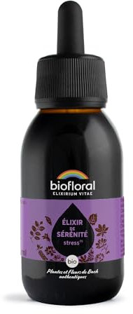 BIOFLORAL - Elixir de Sérénité BIO - Calme et Apaisement - Fleurs de Bach Authentiques - 100 ml