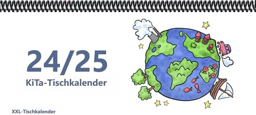 KiTa - Tischkalender 2024/25: XXL-Tischkalender, Bunt-Kalender Planet 14,5 x 32,5 cm