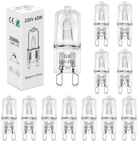 BROTOU G9 Halogen Bulbs, 230V 500LM 2800K Warm White Capsule Bulbs, Dimmable (12 Count, 60, Watts)