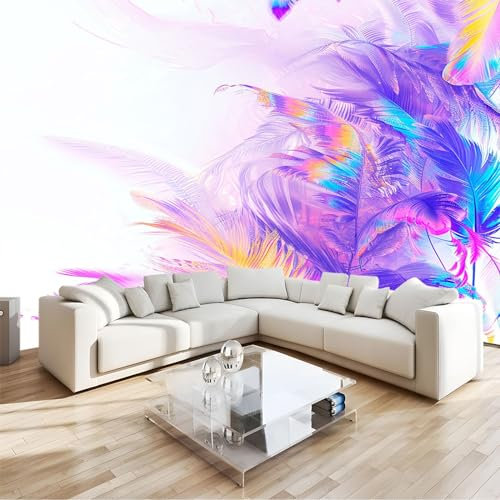 Art Fototapete Bunte Federn 350 x 256 cm Vlies Tapeten Moderne Wandtapete Wohnzimmer Schlafzimmer Tapete