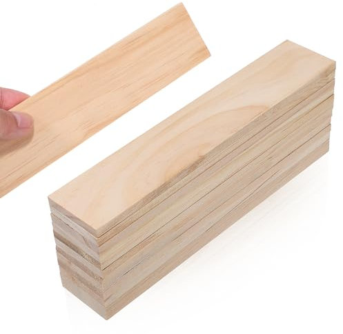 Gatuida 12 fogli di legno, 200 x 40 x 6 mm, pannelli di compensato, pannelli rettangolari in legno di pino, adatti per modellini in legno, artigianato, pittura, incisione, stencil, fai da te