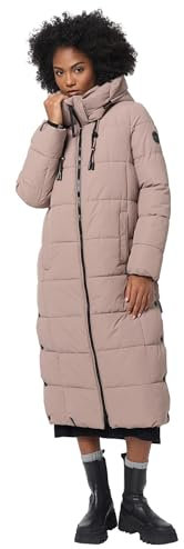 MARIKOO Damen Winterjacke Steppmantel lang gesteppter Mantel Winter Parka Jacke warm B985 [B985-Nadeshik-Taup-Grey-Gr.3XL]