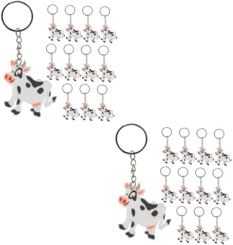 Toyvian 24pièces Porte-clés Vache Cartoon Animal Accessoires De à Main Charmant Pendentif Pour Fêtes Et