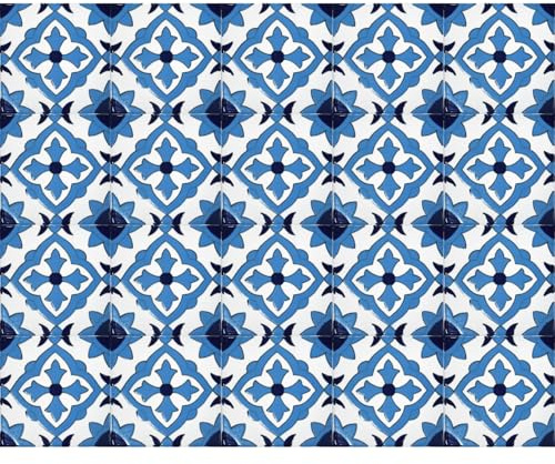 20 Mattonelle STILE ARABO in ceramica smaltata 10 X 10 cm spessore 0,6 cm - Mattonelle Tunisine realizzate con Serigrafia Artigianale (Yessmine Blu Cielo). Adatte a rivestimento.