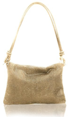 XQMMGO Damen Clutch Glitzer, Glitzer Abendtasche Umhängetasche, Glitzer Handtasche Tasche, Kristall Clutch Schultertaschen für Hochzeit Party Freizeit Date (Gold)