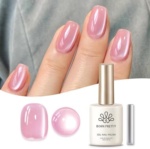 Born Pretty Esmaltes Ojo de Gato Semipermanentes para Uñas Cristal Rosa Brillo de luna Pintauñas Semipermanentes Cat Magnético Eye Gel Polish