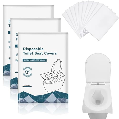 30Pcs Disposable Toilet Seat Covers Toilet Seat Covers Toilet Seat Cover,Toilet Cover Seat Toilet Cover for All Ages,Great for Airplane, Travel Seats, Public Restroom and Camping