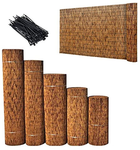 Rouleau de clôture de jardin en bambou naturel - Clôture en roseau naturel - 60 x 100 cm - Hauteur : 1,3 m